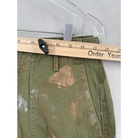 Polo Ralph Lauren sz 8 Pants Paint Splatter Cotton Button Fly Olive Green - Picture 5 of 15